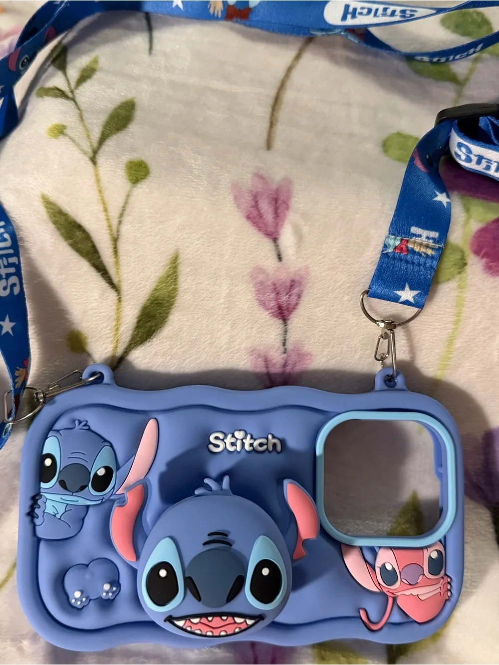 13 ‼️Stitch Silicone Camera Crossbody Pop-socket iPhone case in Periwinkle Blue
